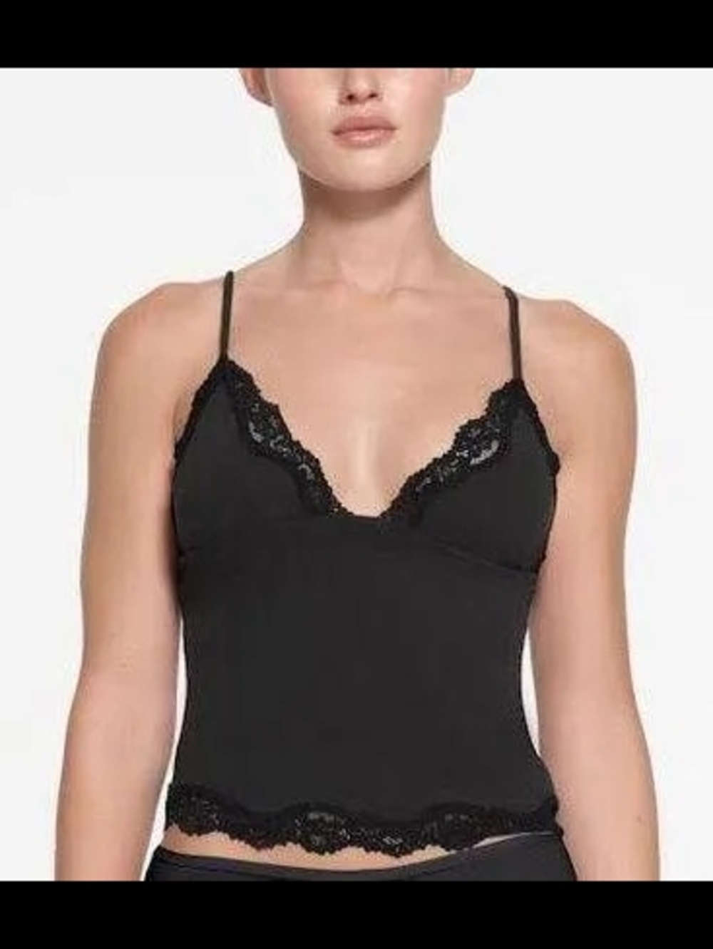 SKIMS Fits Everybody Lace Triangle Cami Color Onyx Size L